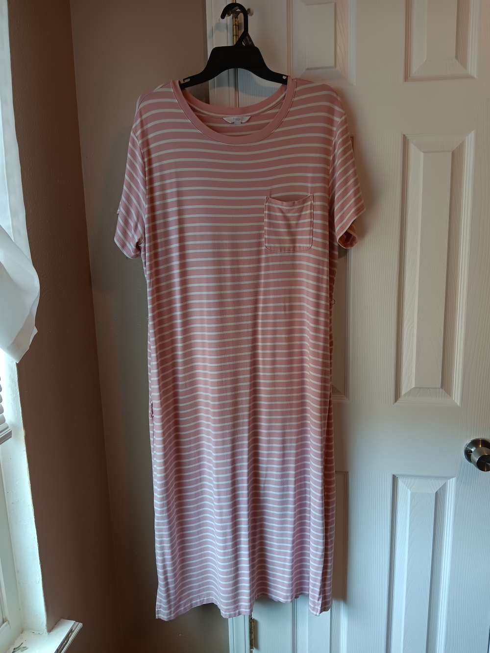 Time and Tru Pink and White Striped Pocket Dress